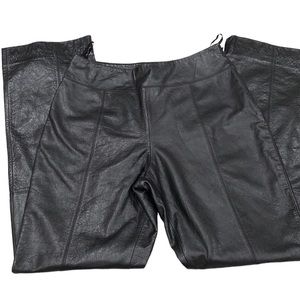 Vintage Stylish Halogen 100% Leather Straight Leg Pants In Black